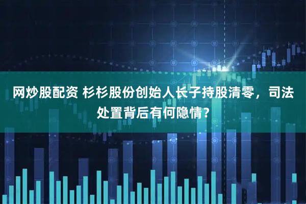 网炒股配资 杉杉股份创始人长子持股清零，司法处置背后有何隐情？